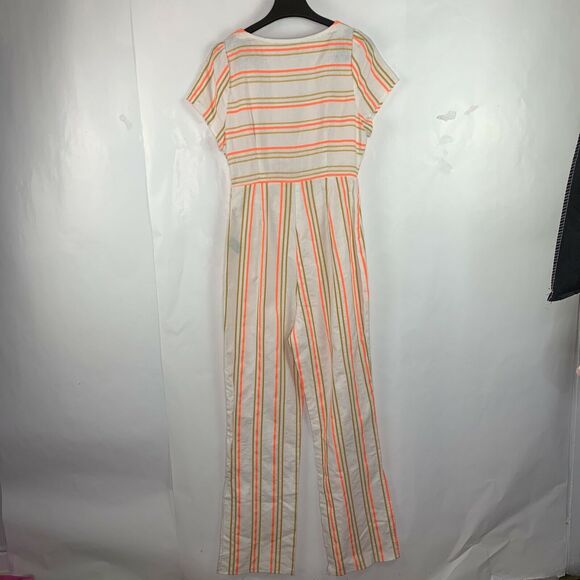Kendall + Kylie Womens Tie Front Colorblock Stripe Jumpsuit V Neck NWOT Size M - Picture 7 of 10